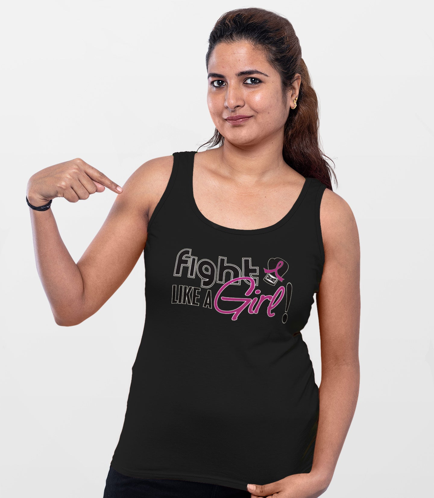 Fight Like a Girl Signature Women's Stretch Tank Top - Black w/ Pink