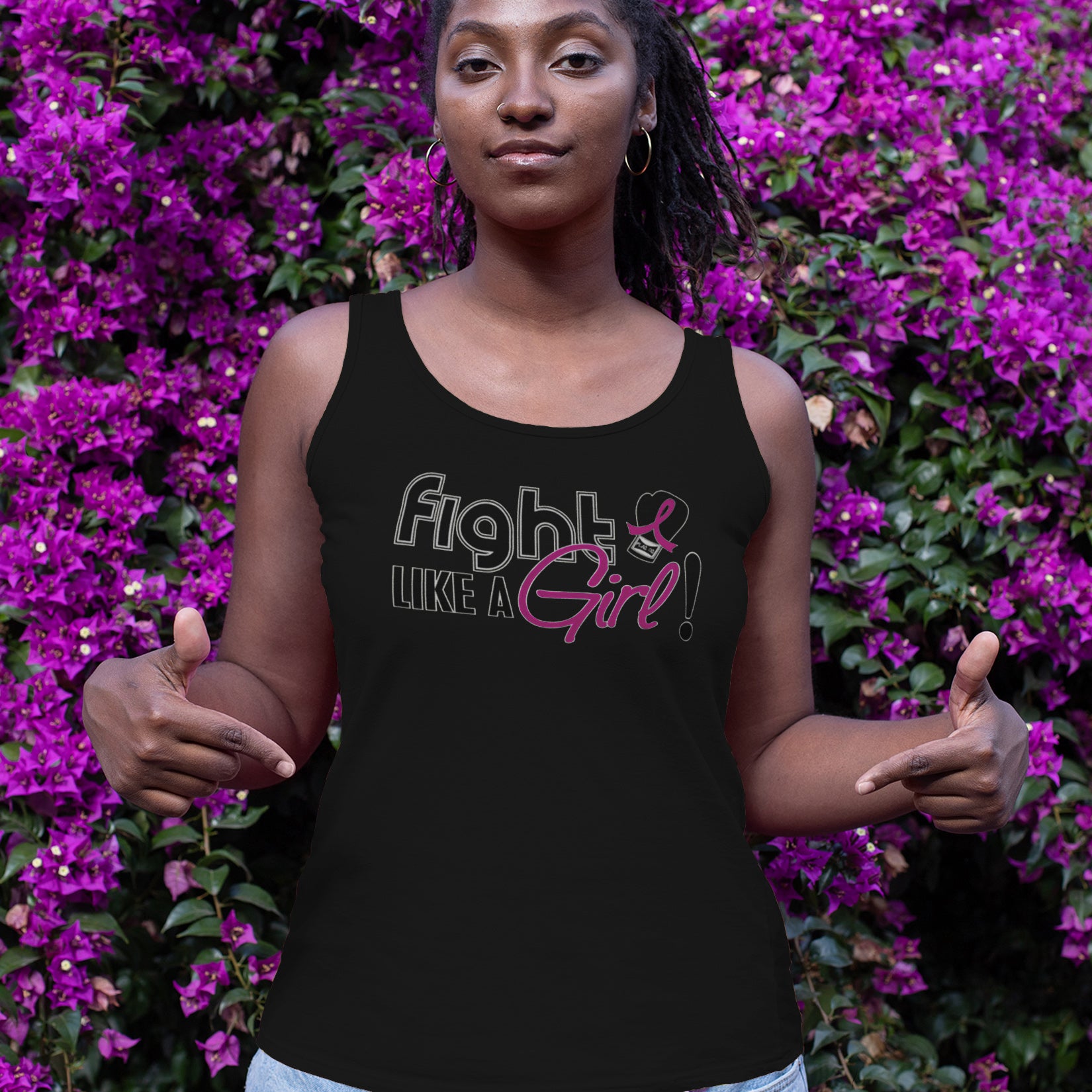 Fight Like a Girl Signature Women's Stretch Tank Top - Black w/ Pink