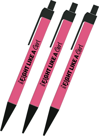 Fight Like a Girl Vertical Ball Point Ink Pens 3 Pack - Hot Pink