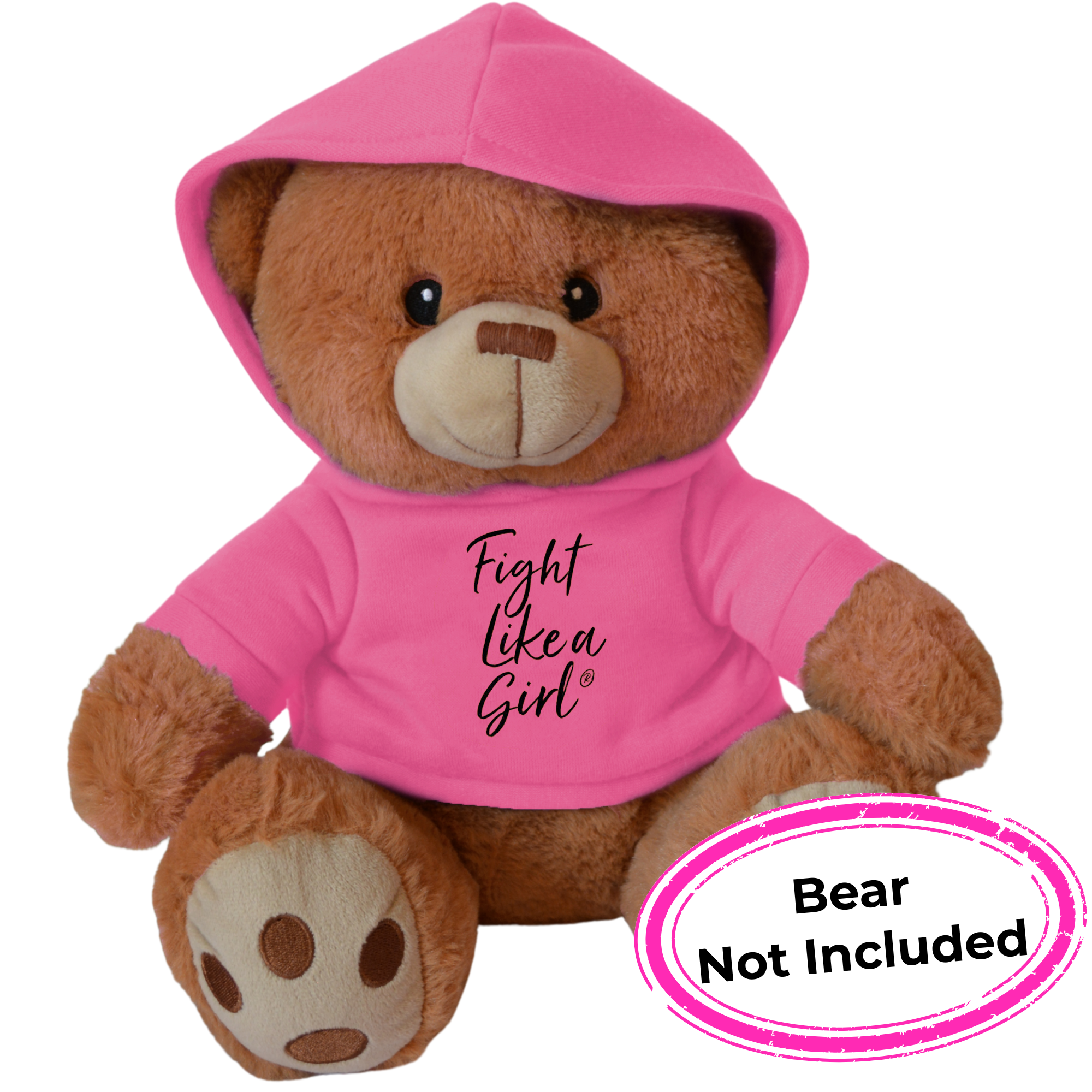Fight Like a Girl Script Hoodie for Stuffed Animal - Pink