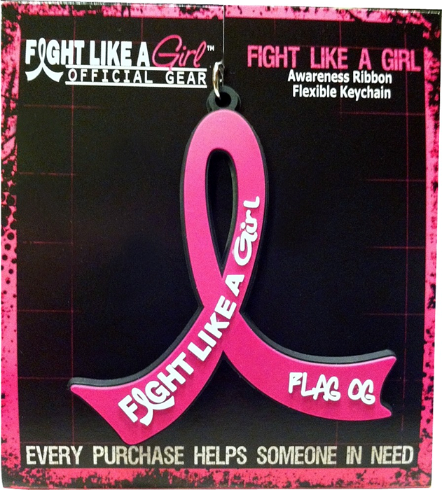 Fight Like a Girl Pink Ribbon Key Chain for Breast Cancer