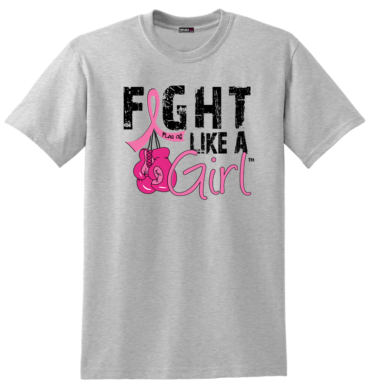 Fight Like a Girl Knockout Unisex T-Shirt - Heather Grey w/ Pink