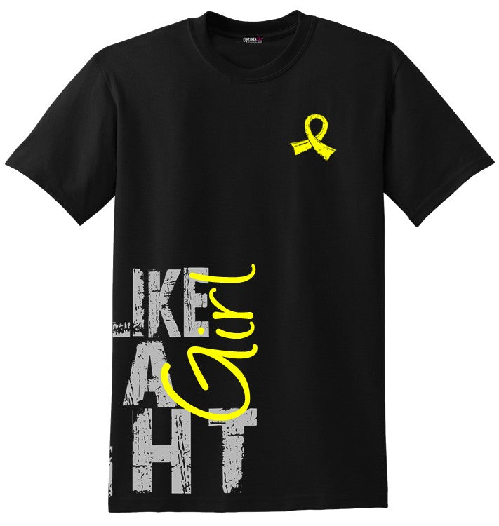Fight Like a Girl Side Wrap v1 Unisex T-Shirt - Black w/ Yellow