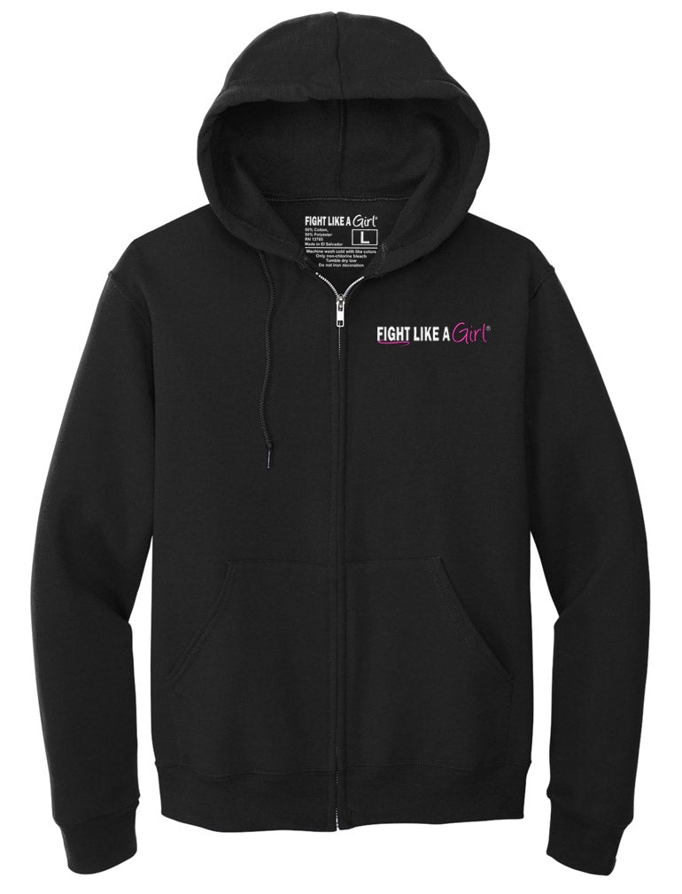 "Fight Like a Girl Hybrid" Unisex Zip-Up Hoodie - Black