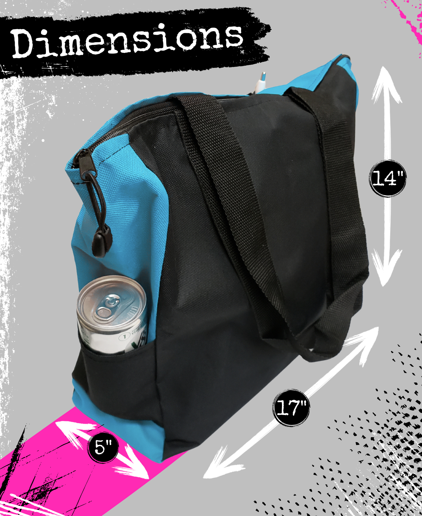 Fight Like a Girl Knockout Dakota Tote Bag - Black w/ Light Blue
