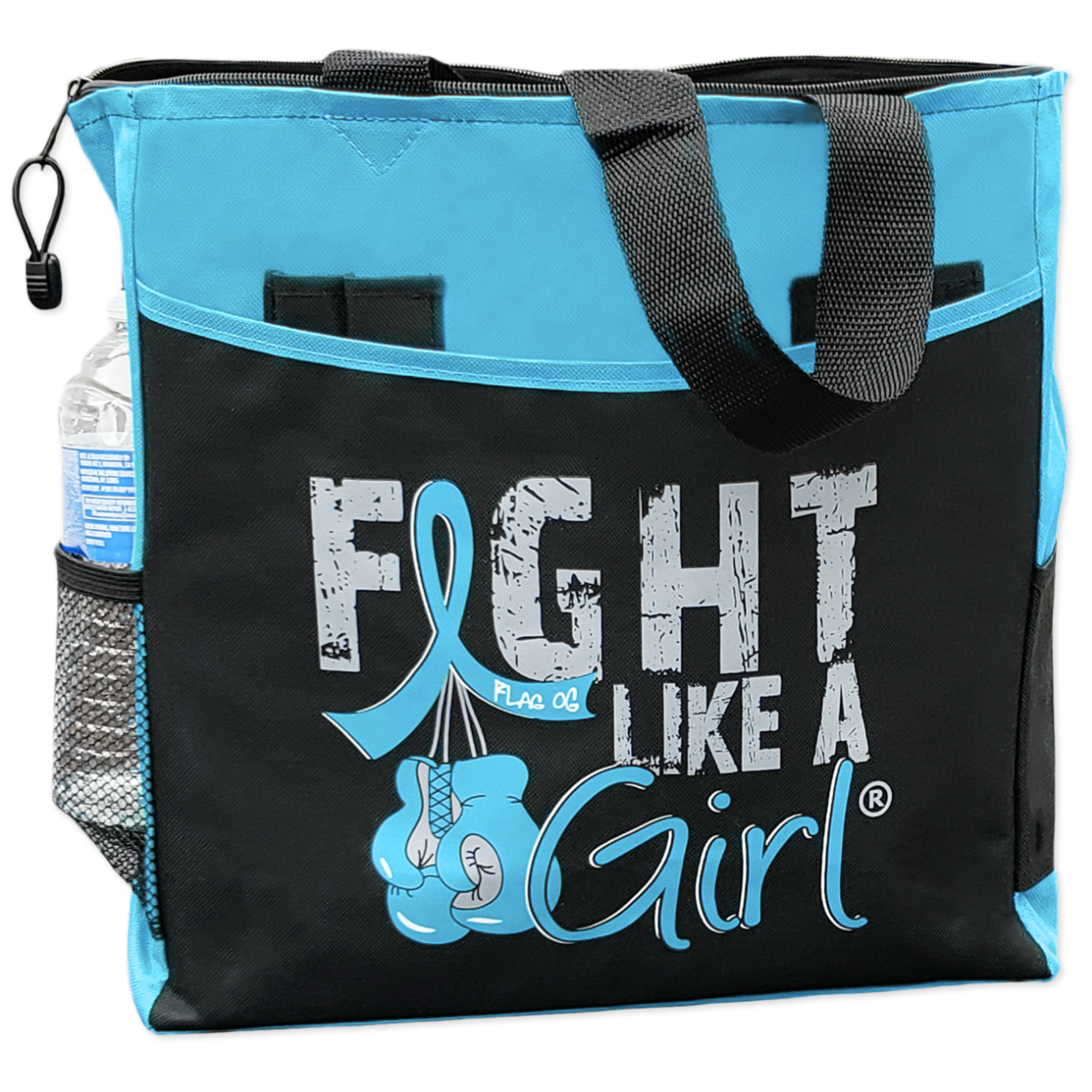 Fight Like a Girl Knockout Dakota Tote Bag - Black w/ Light Blue