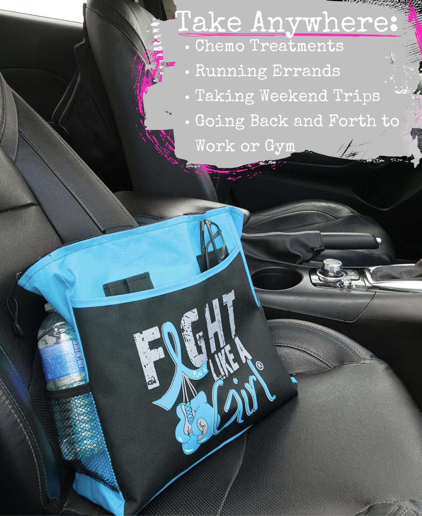 Fight Like a Girl Knockout Dakota Tote Bag - Black w/ Light Blue