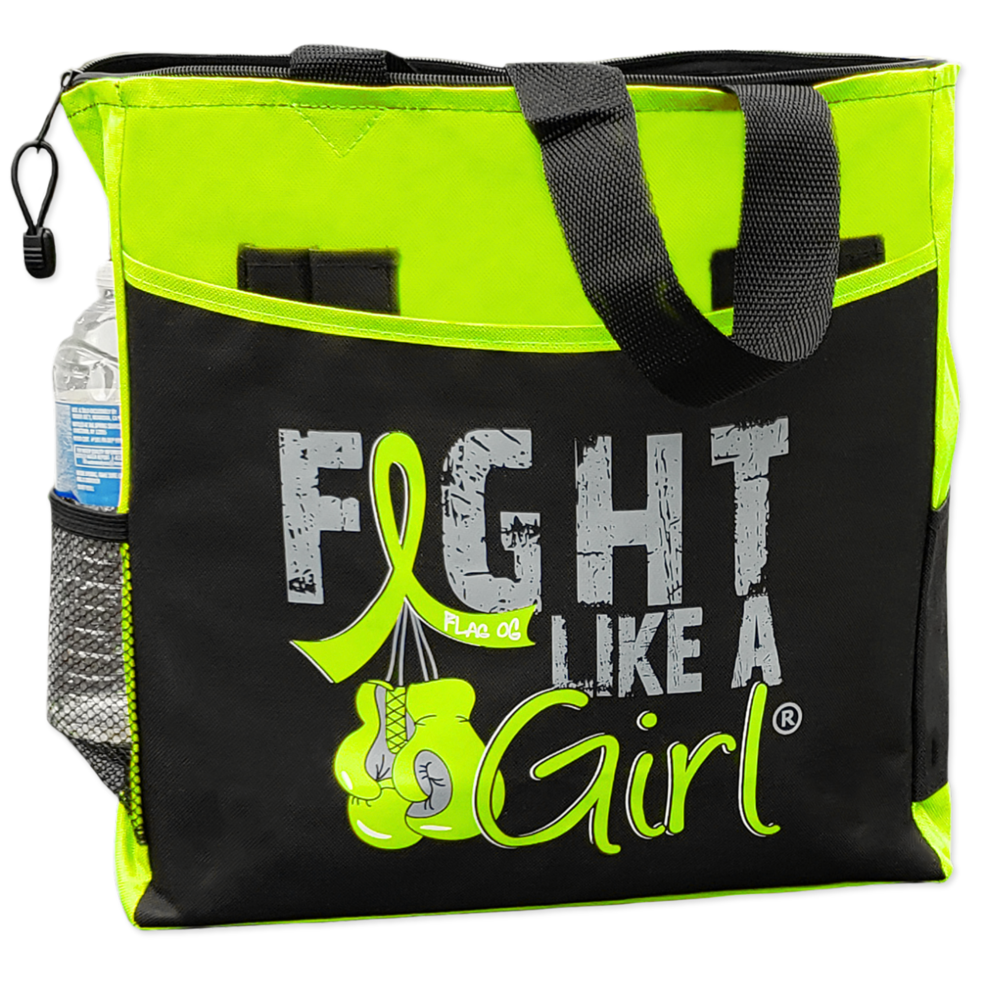 Fight Like a Girl Knockout Dakota Tote Bag - Black w/ Lime Green