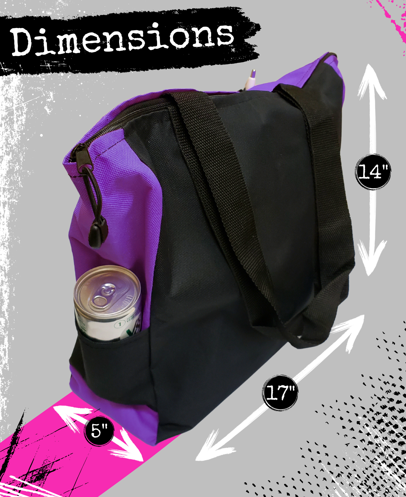 Fight Like a Girl Knockout Dakota Tote Bag - Black w/ Purple