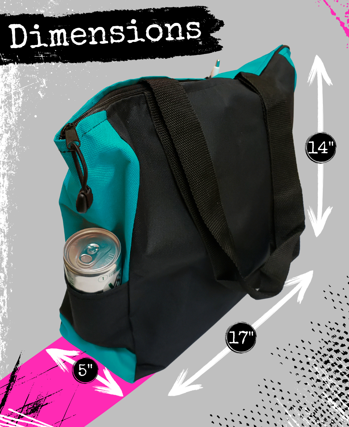 Fight Like a Girl Knockout Dakota Tote Bag - Black w/ Teal