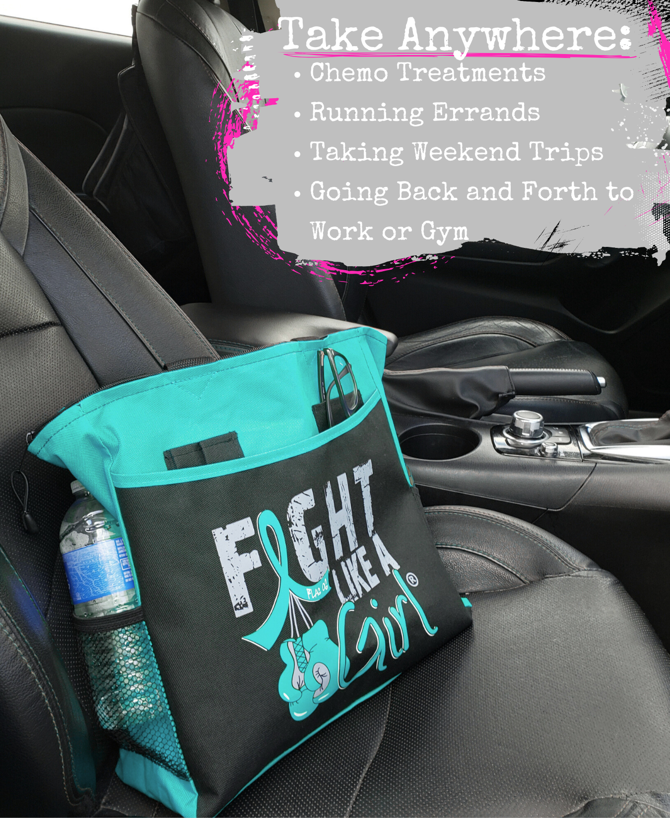 Fight Like a Girl Knockout Dakota Tote Bag - Black w/ Teal