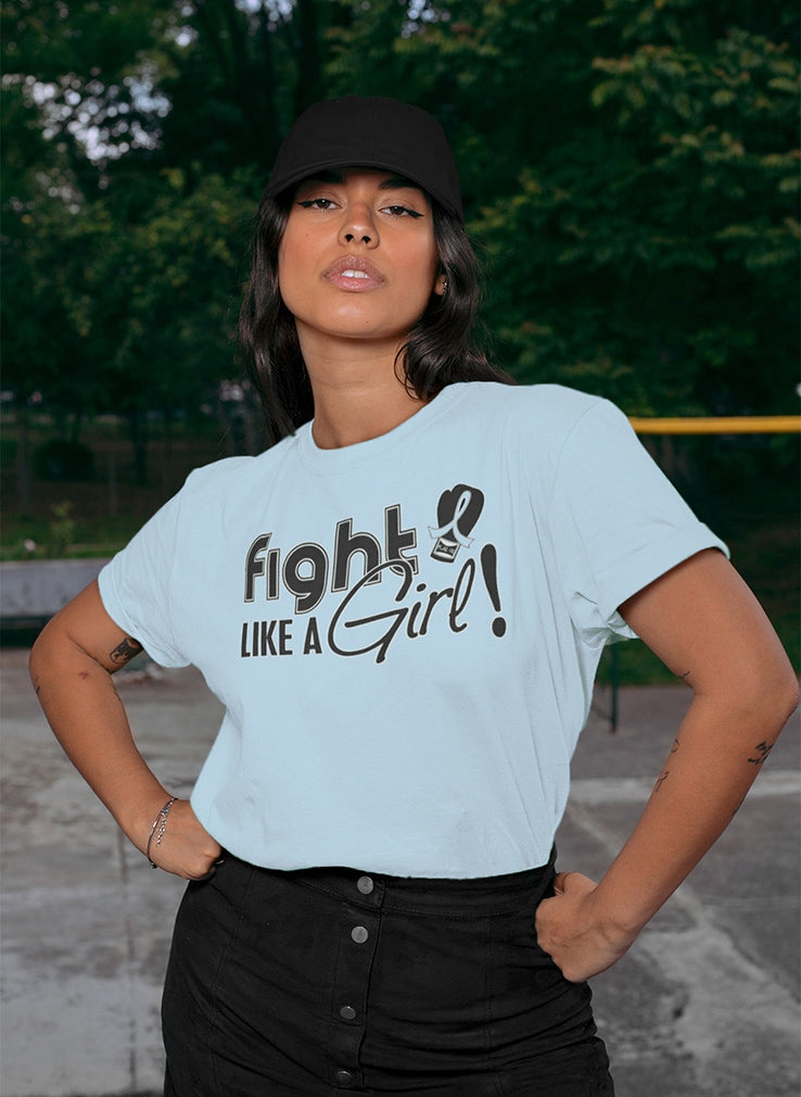 "Fight Like a Girl Signature" Unisex T-Shirt - Light Blue