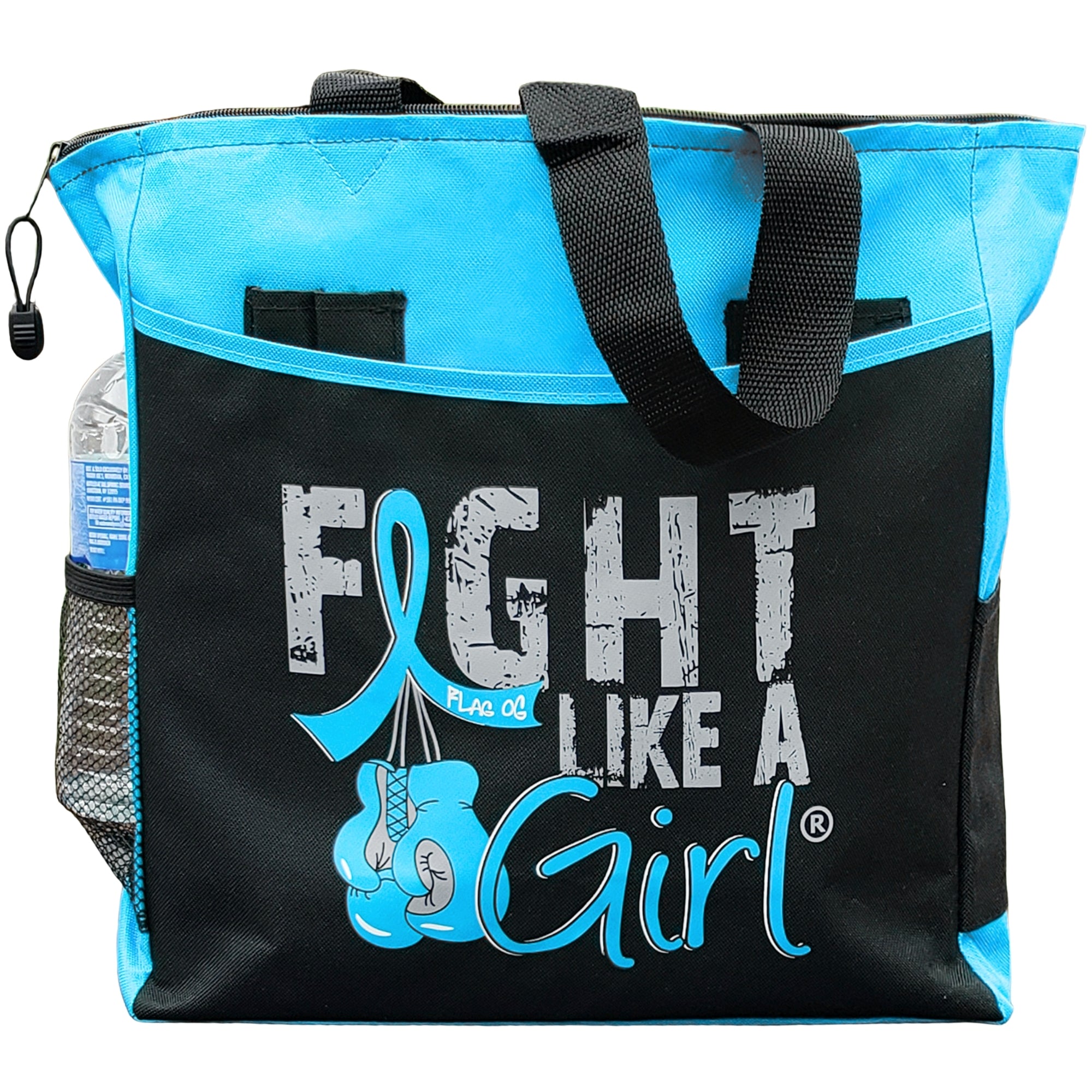 Fight Like a Girl Knockout Dakota Tote Bag - Black w/ Light Blue