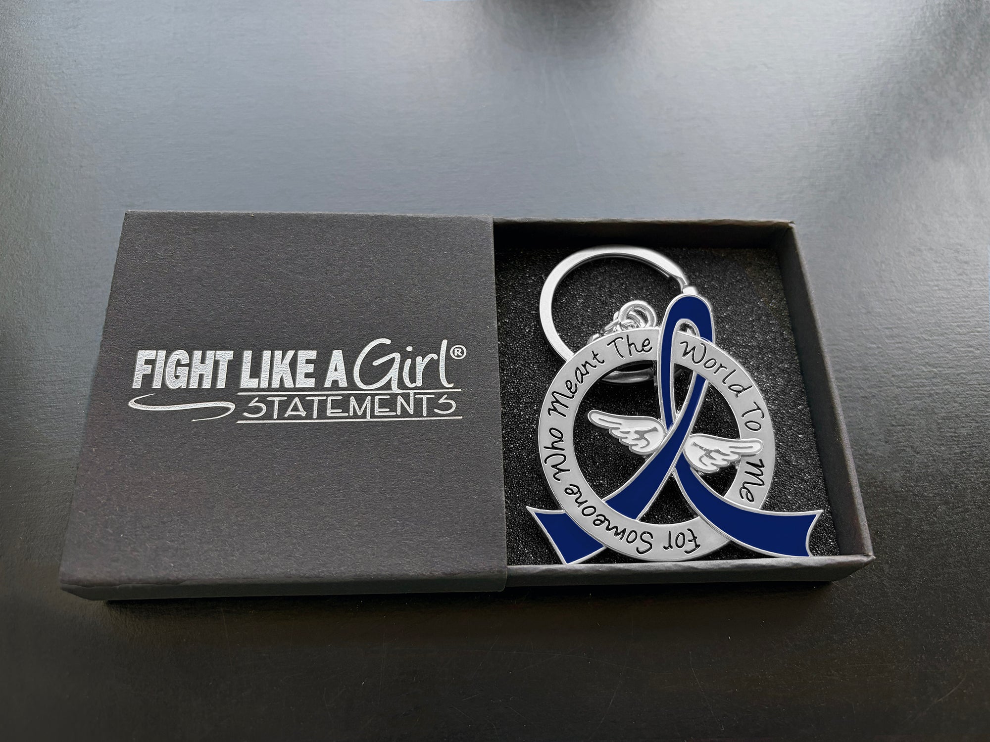 Meant the World to Me Awareness Ribbon Keychain - Blue
