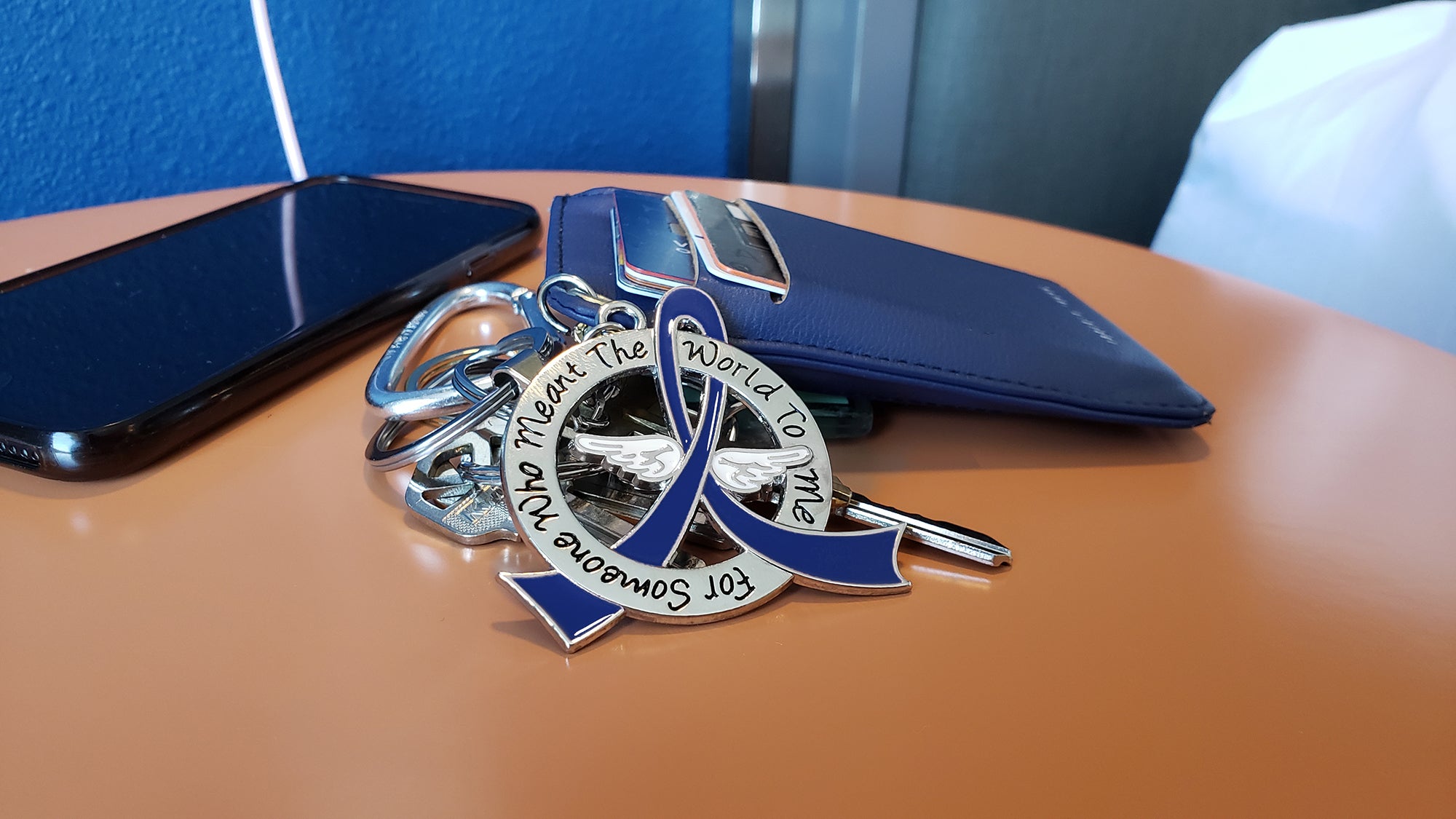 Meant the World to Me Awareness Ribbon Keychain - Blue