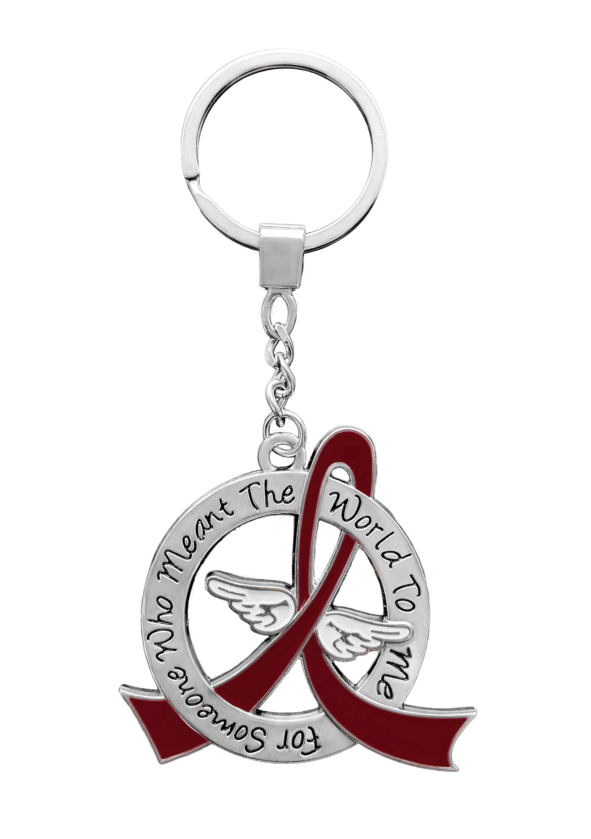 Meant the World to Me Awareness Ribbon Keychain - Burgundy