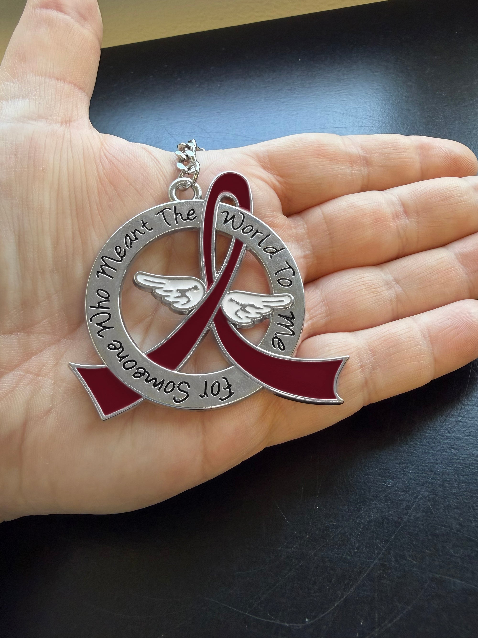 Meant the World to Me Awareness Ribbon Keychain - Burgundy