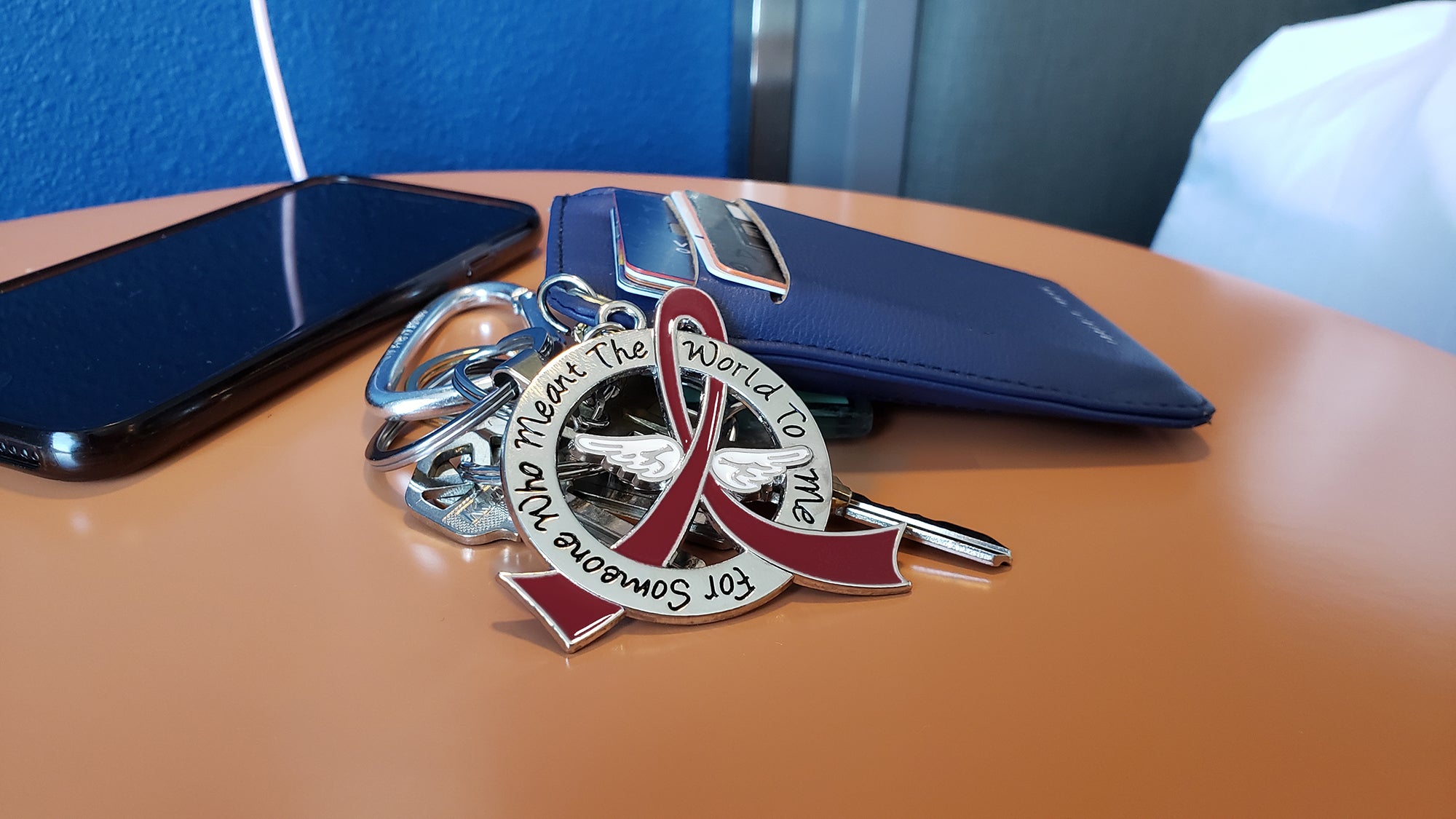 Meant the World to Me Awareness Ribbon Keychain - Burgundy