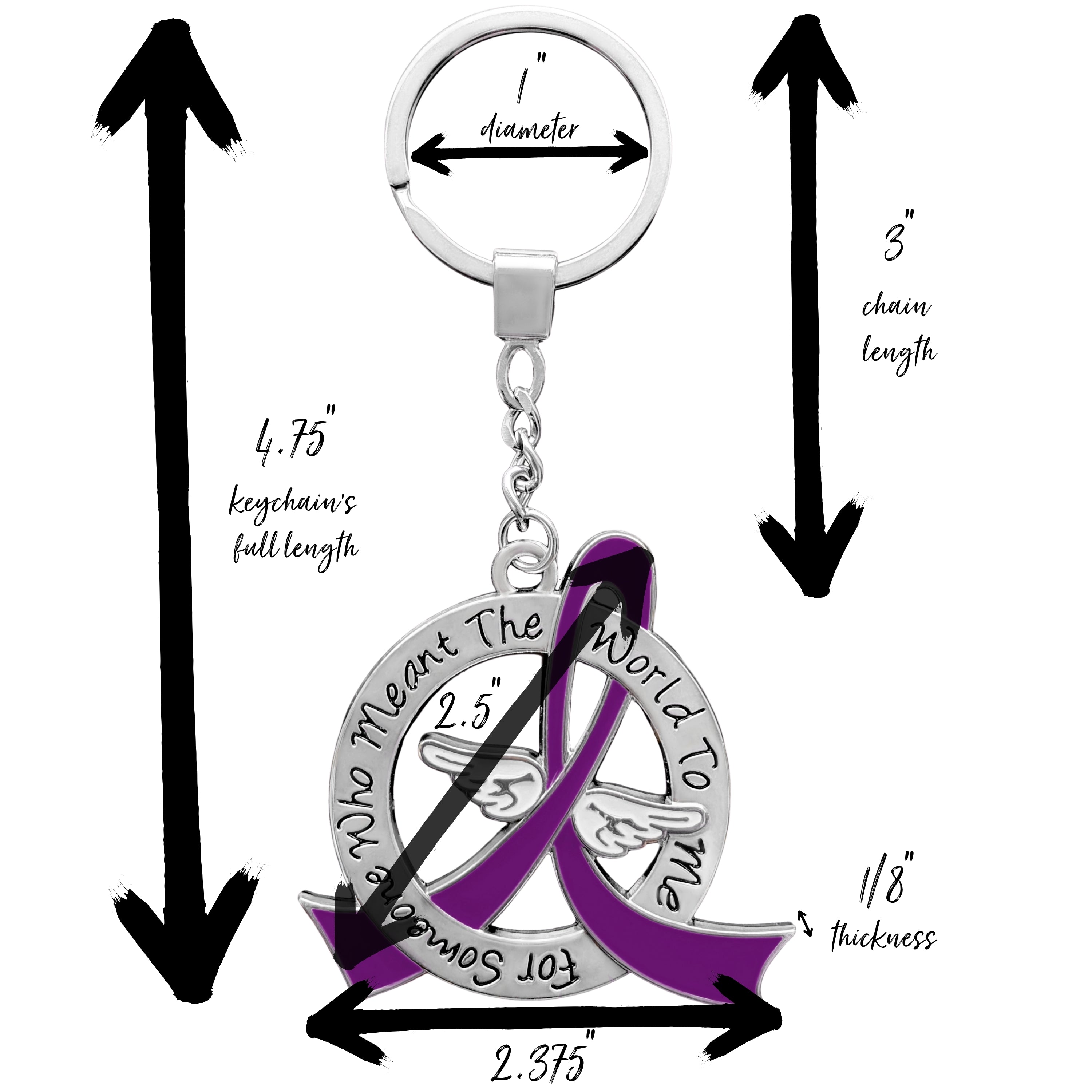 Meant the World to Me Awareness Ribbon Keychain - Purple