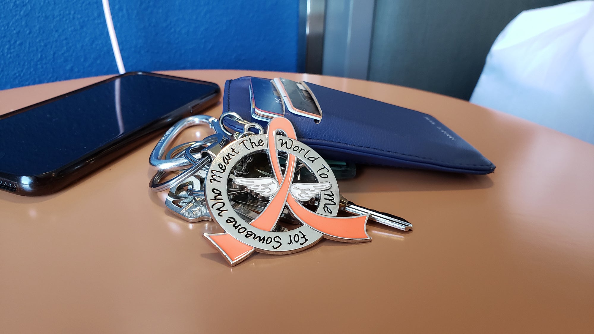 Meant the World to Me Awareness Ribbon Keychain - Peach