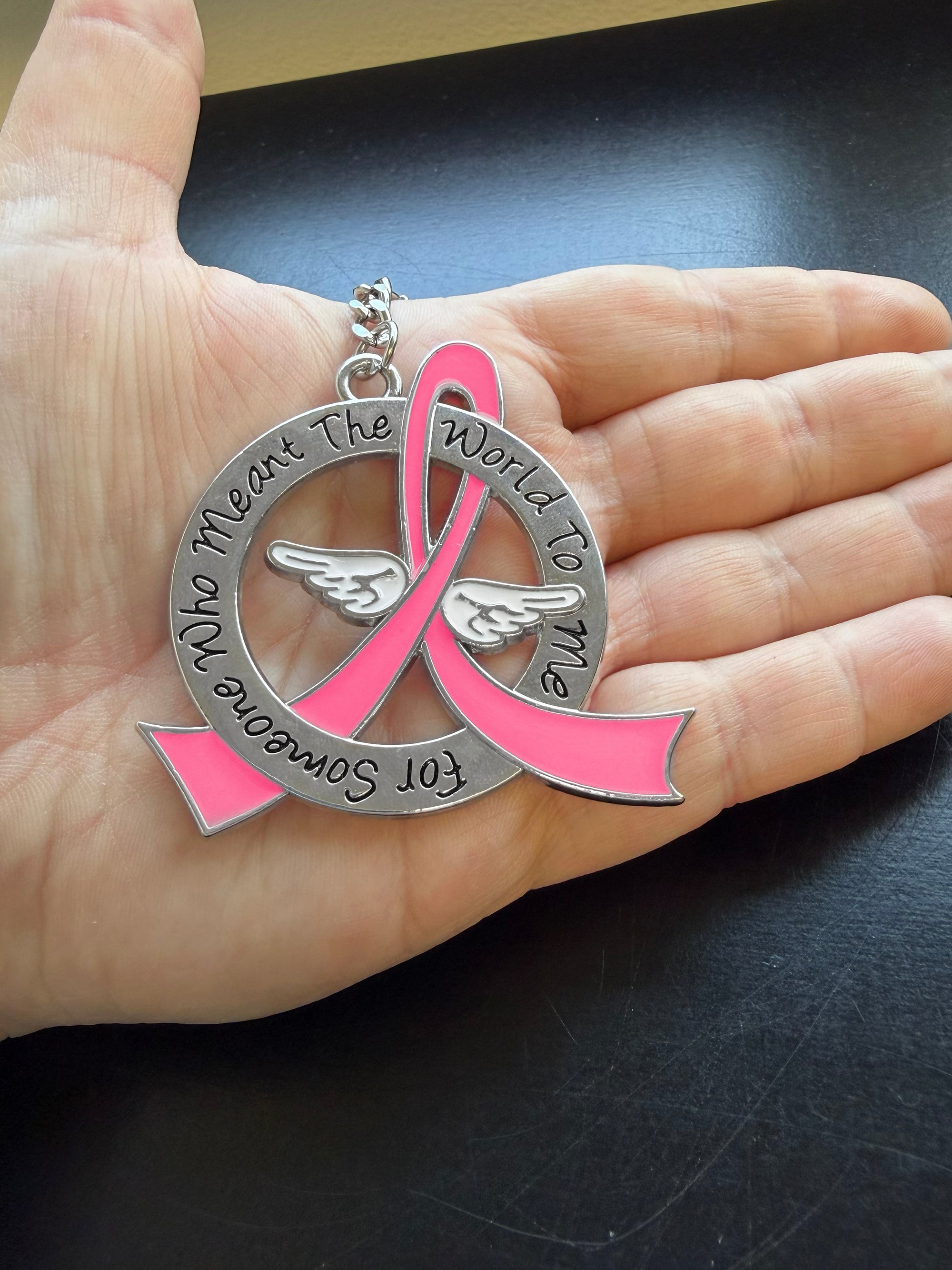 Meant the World to Me Awareness Ribbon Keychain - Pink