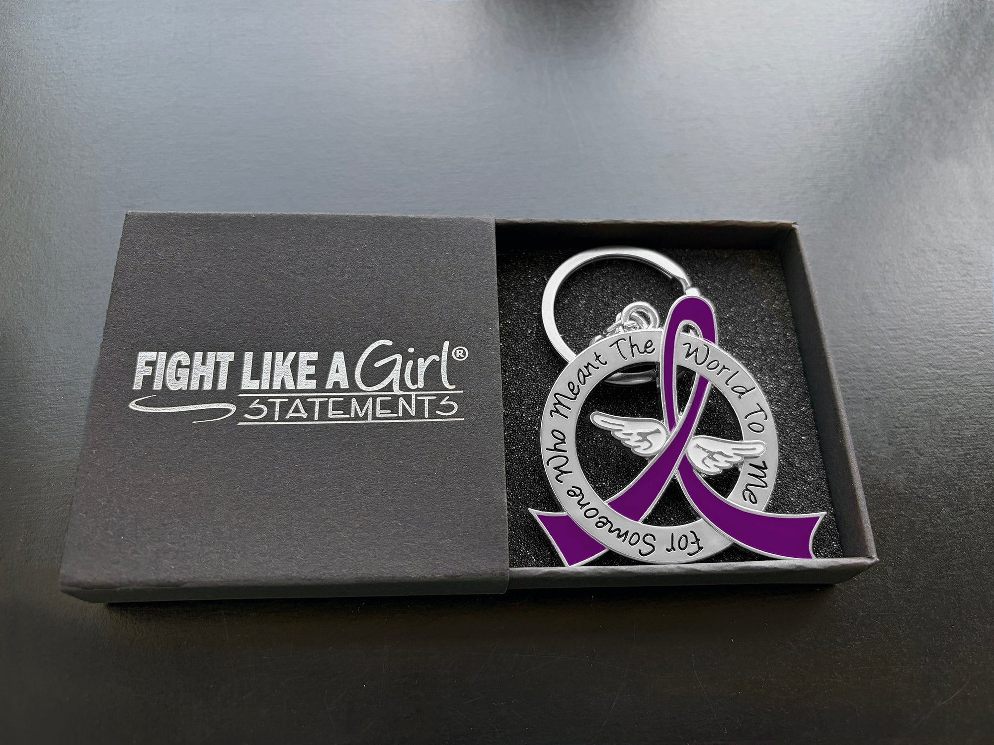 Meant the World to Me Awareness Ribbon Keychain - Purple