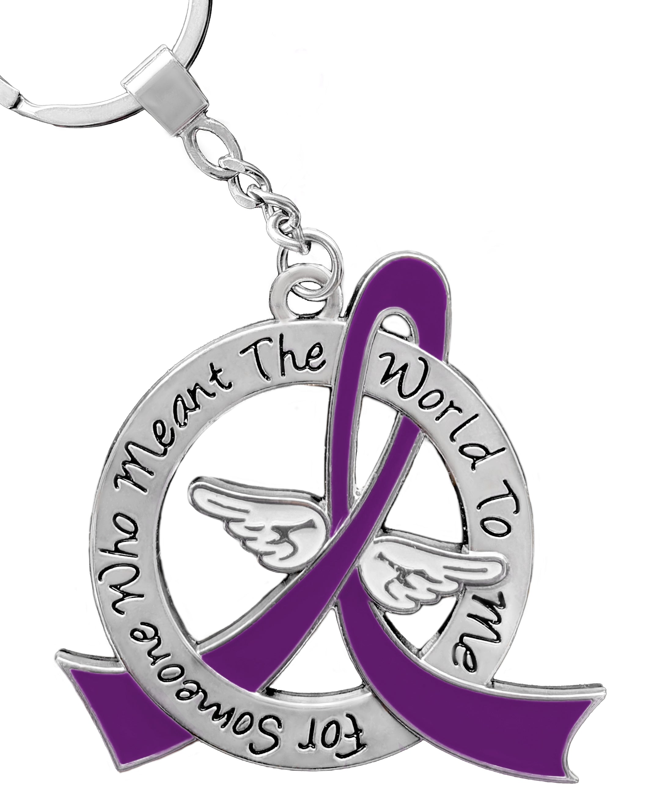 Meant the World to Me Awareness Ribbon Keychain - Purple