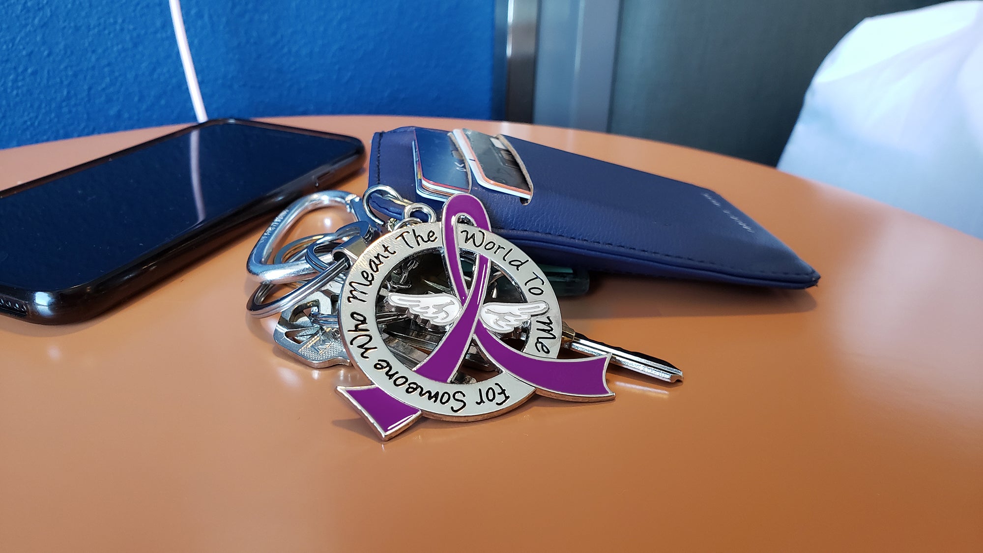 Meant the World to Me Awareness Ribbon Keychain - Purple