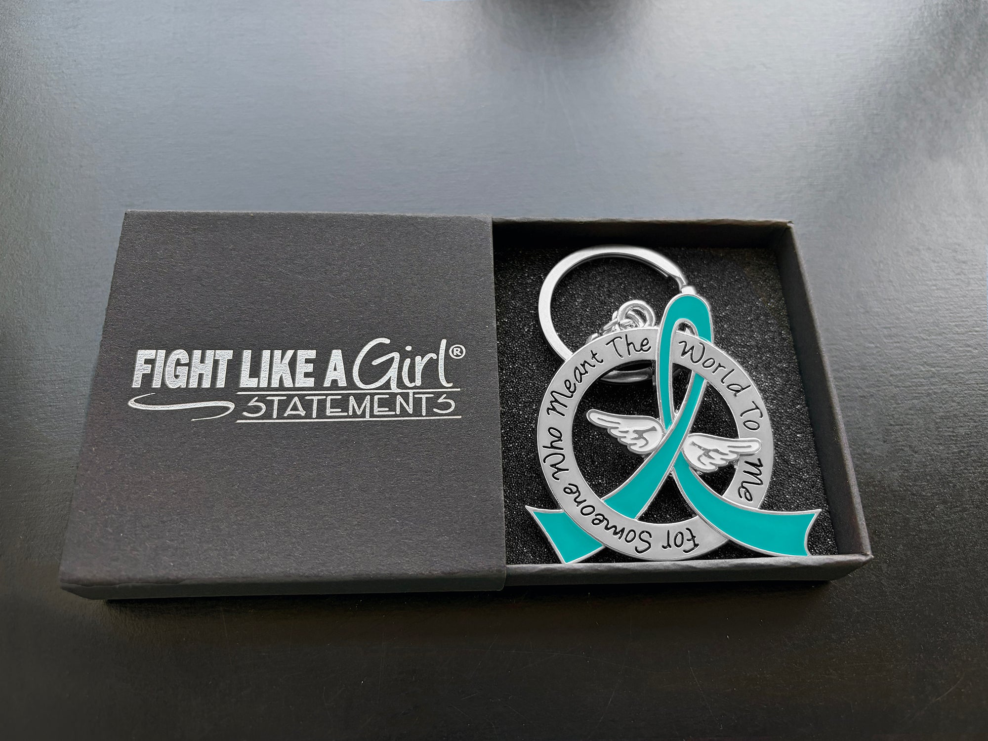 Meant the World to Me Awareness Ribbon Keychain - Teal