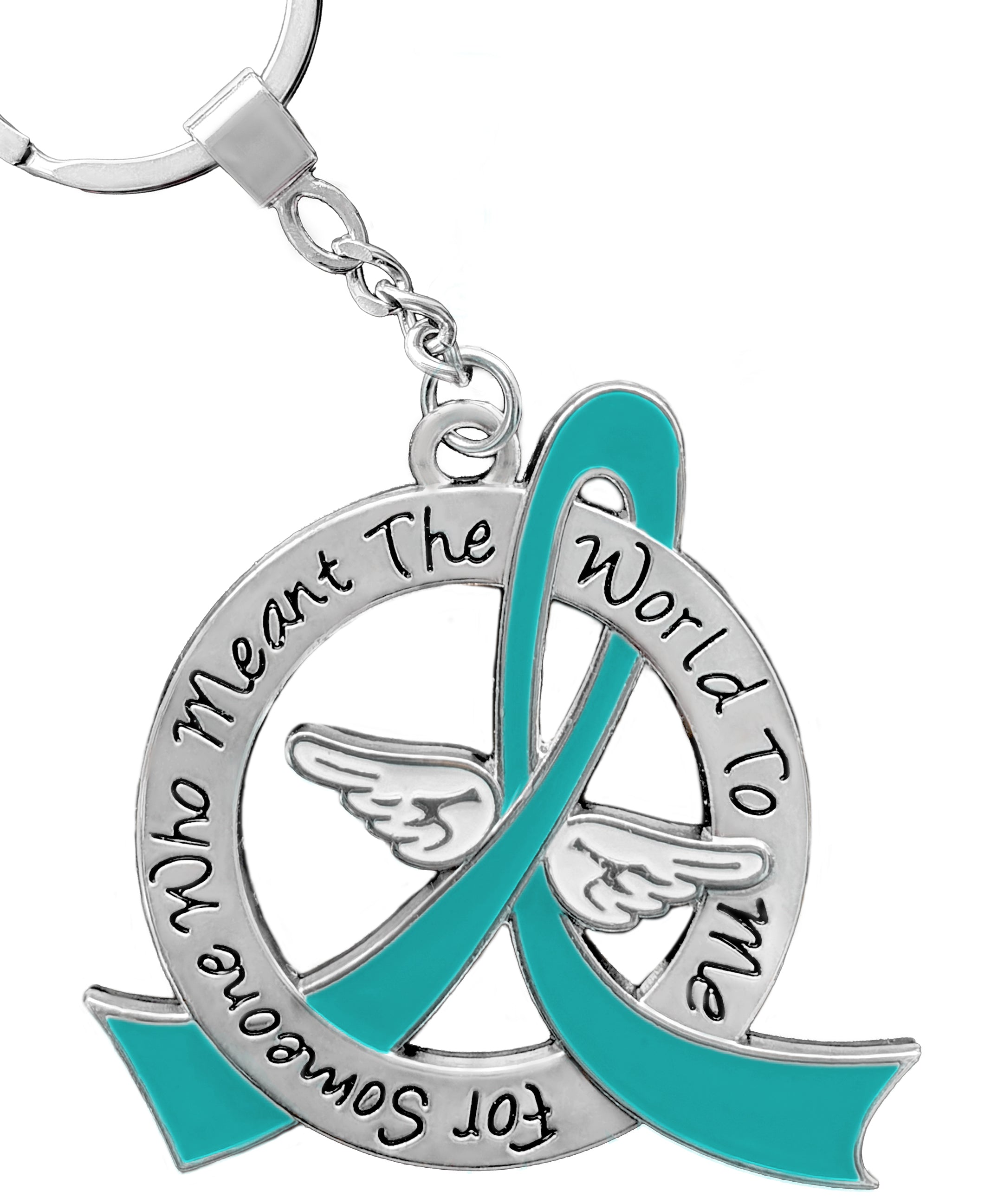 Meant the World to Me Awareness Ribbon Keychain - Teal
