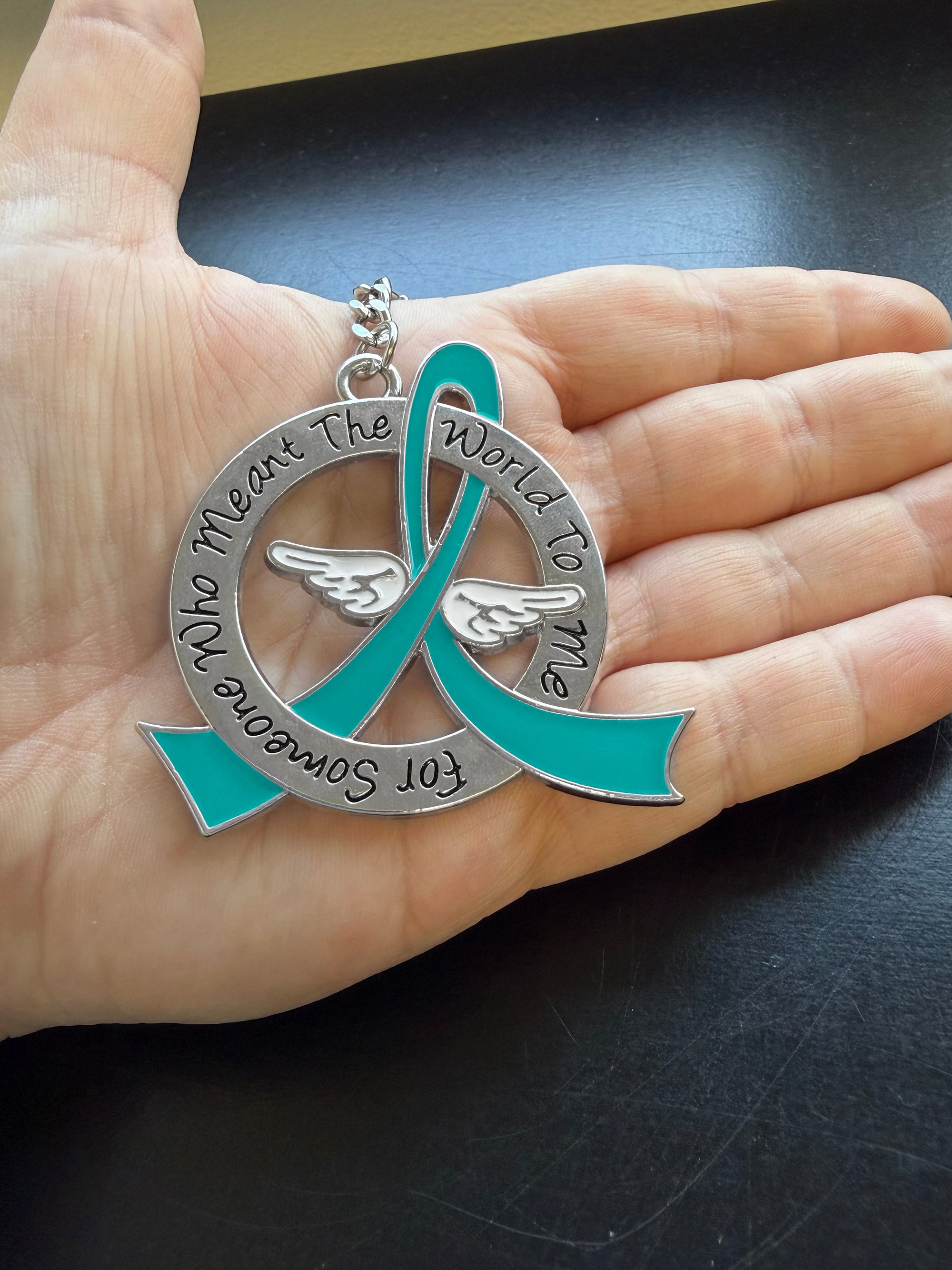 Meant the World to Me Awareness Ribbon Keychain - Teal
