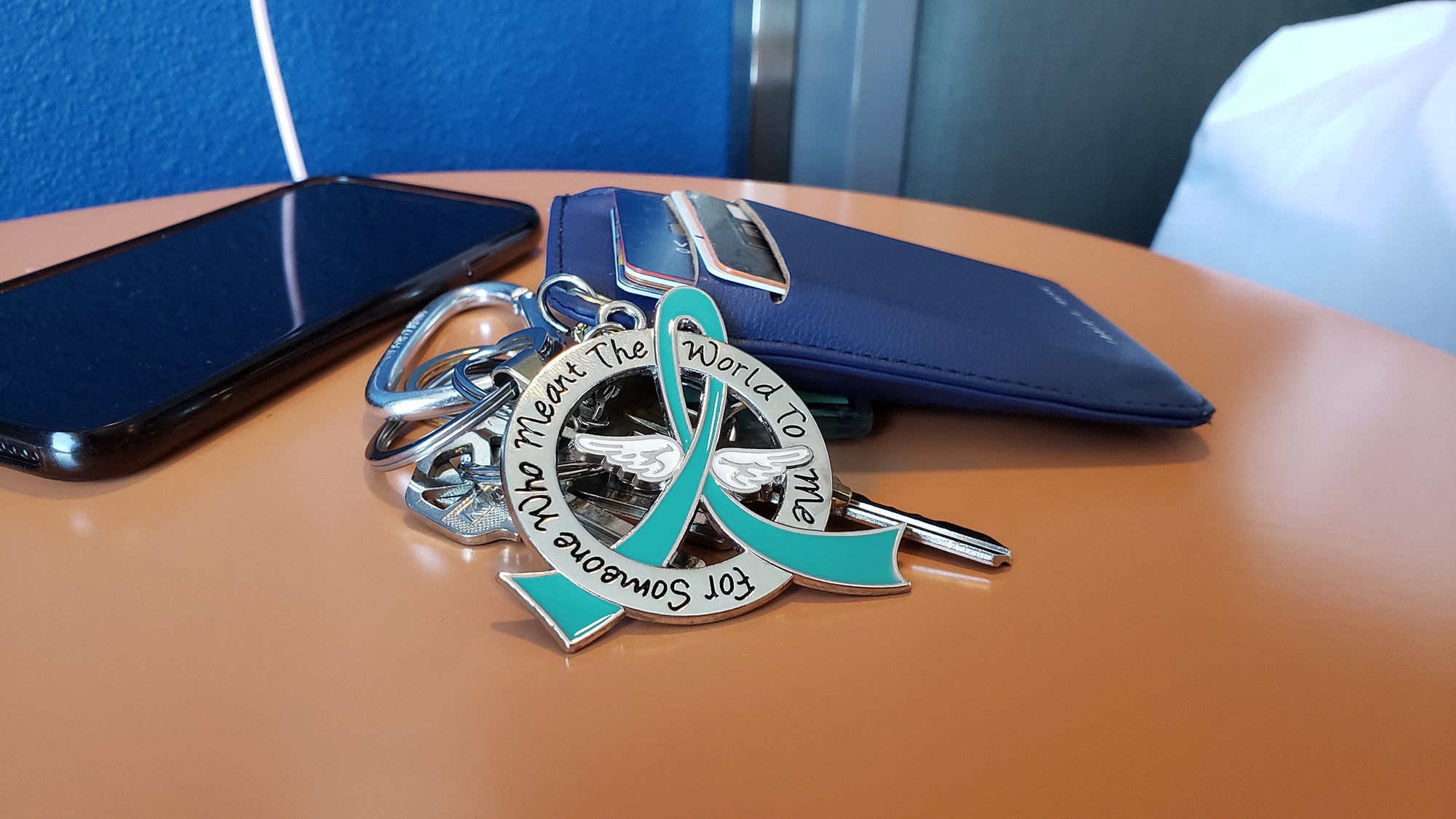 Meant the World to Me Awareness Ribbon Keychain - Teal
