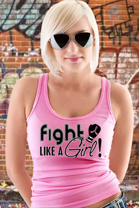 Fight Like a Girl Signature Boy Beater Tank Top - Pink