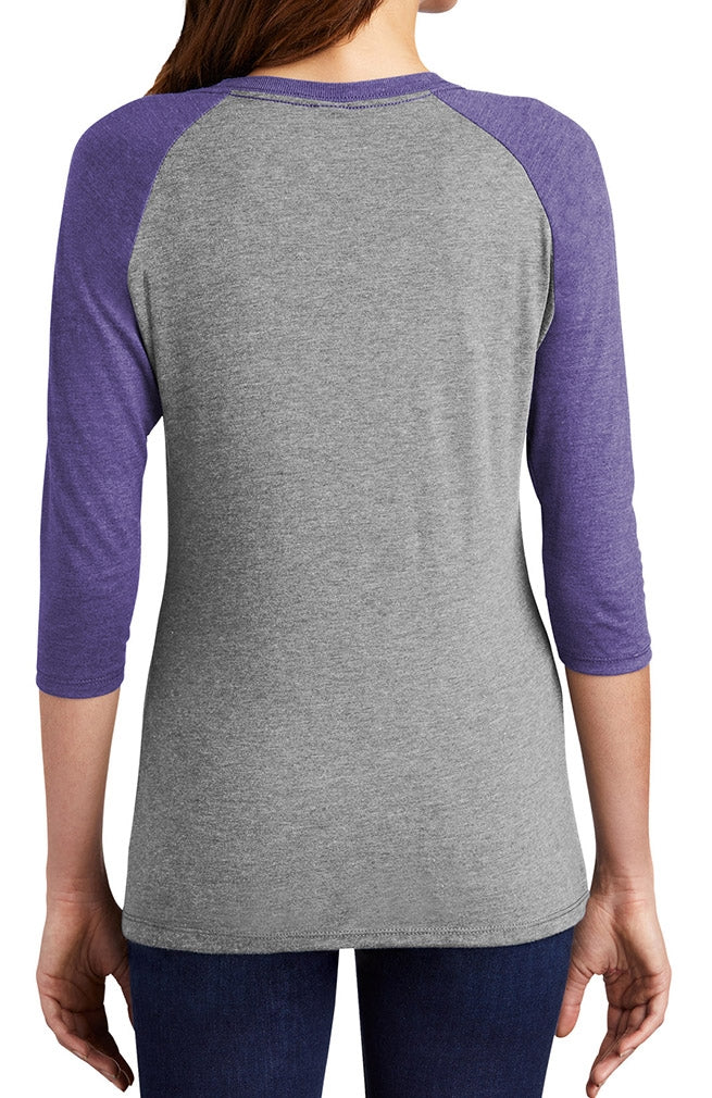 "Fight Like a Girl Hashtag" Ladies' Raglan T-Shirt - Grey w/ Purple