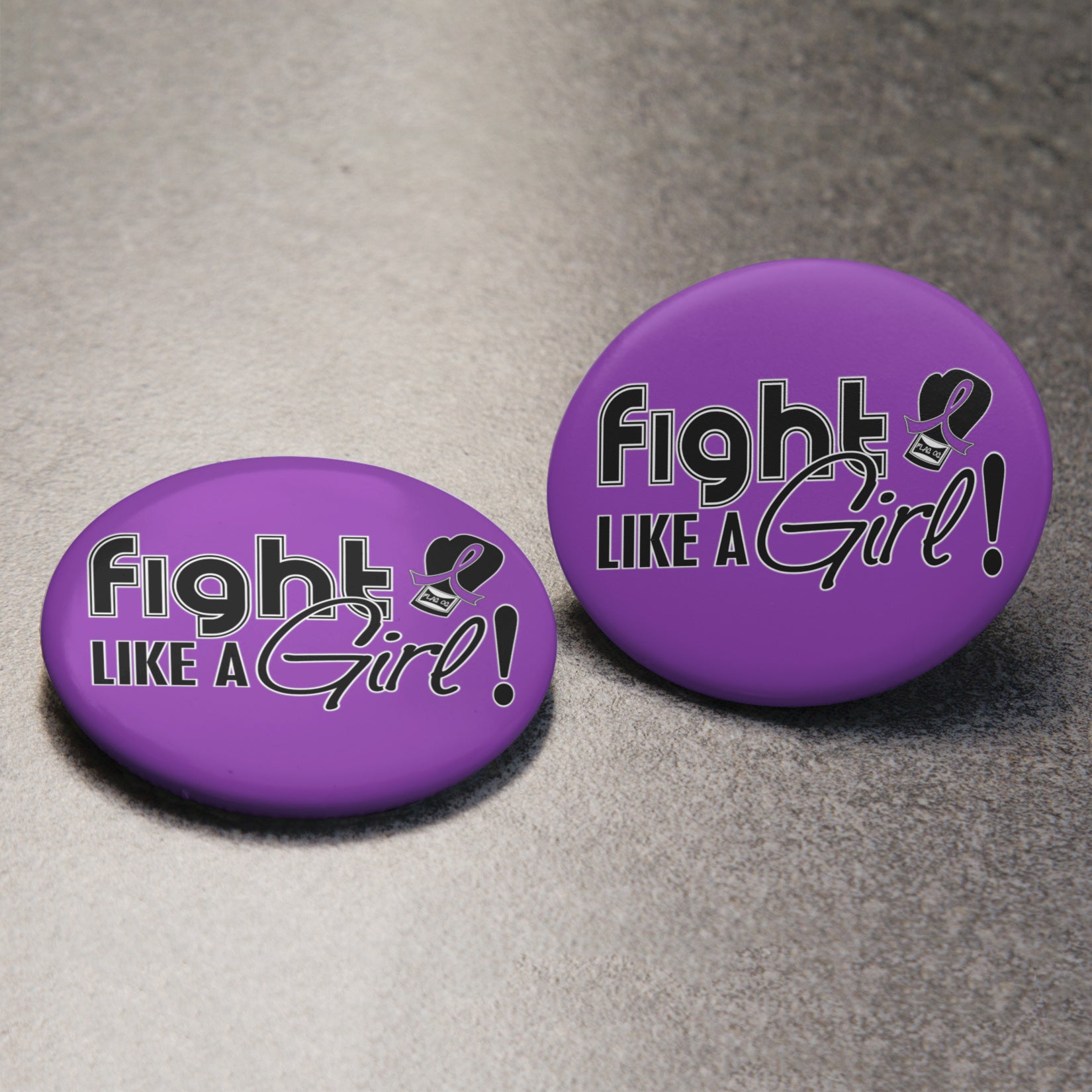 Fight Like a Girl Signature Round Button - Purple