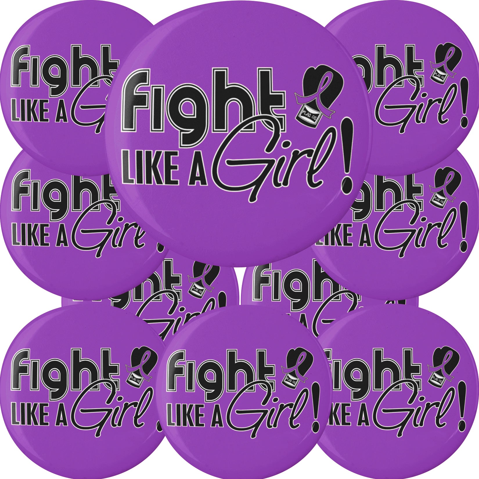 Fight Like a Girl Signature Round Button - Purple