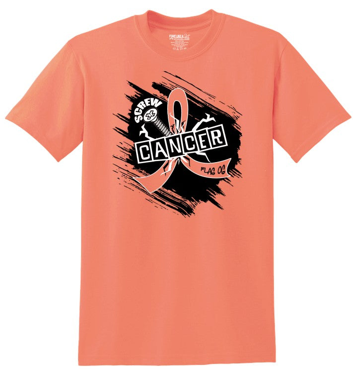 Screw Cancer T-Shirt in Peach For Uterine and Endometrial Cancer