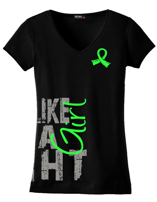 Fight Like A Girl V-Neck T-Shirts for Non-Hodgkin's Lymphoma