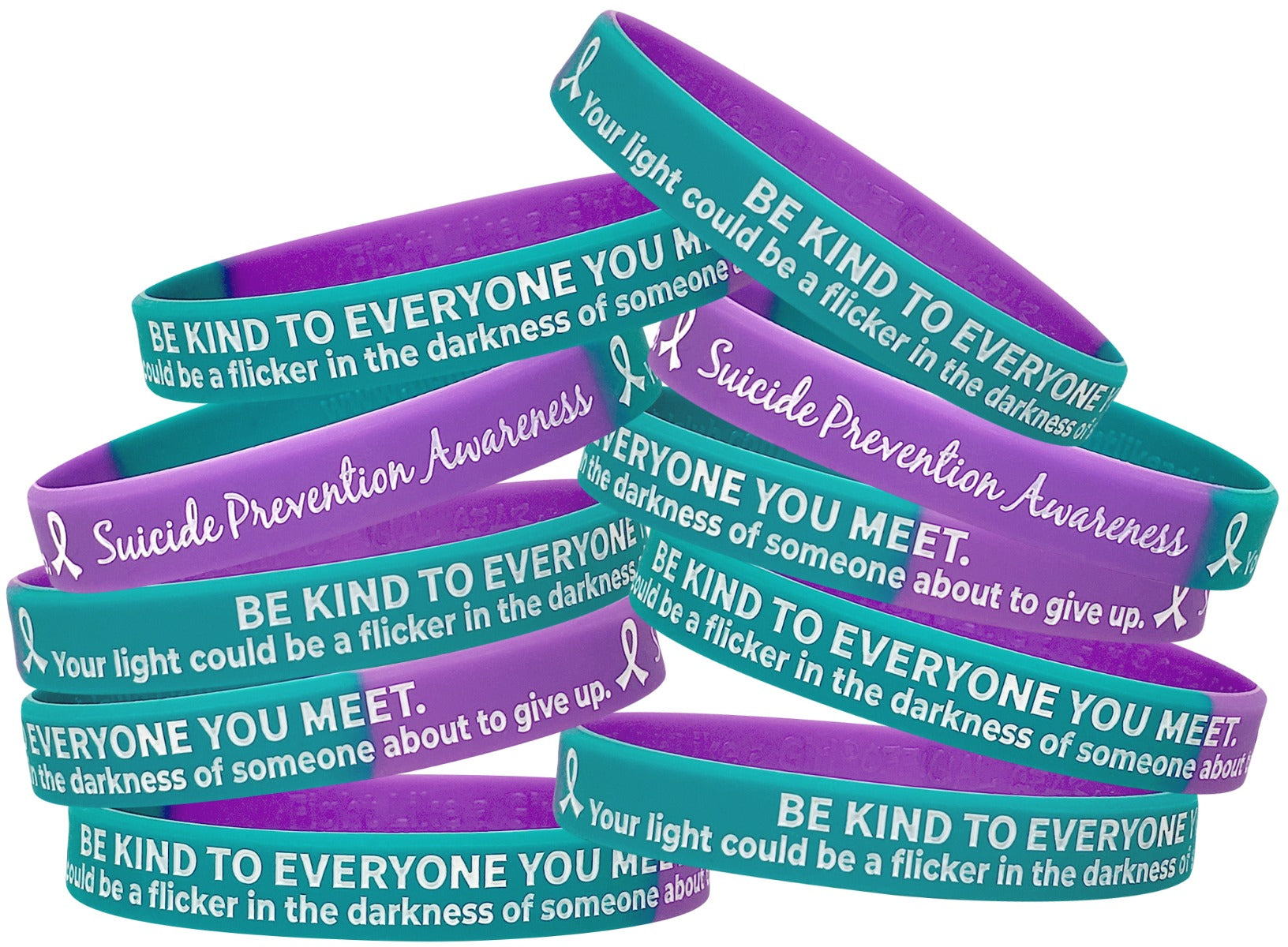 Be Kind to Everyone You Meet Silicone Wristband - Teal/Purple