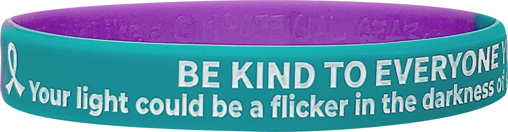 Be Kind to Everyone You Meet Silicone Wristband - Teal/Purple