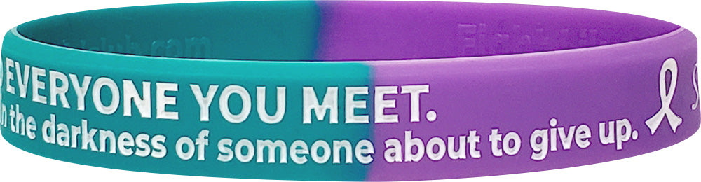 Be Kind to Everyone You Meet Silicone Wristband - Teal/Purple