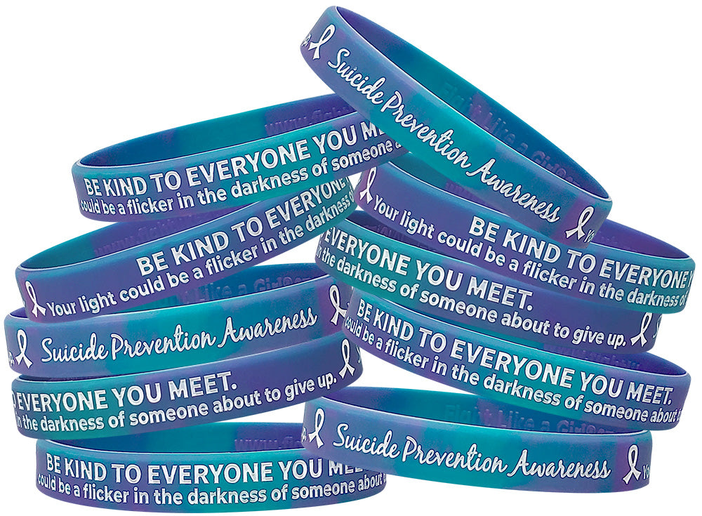 Be Kind to Everyone You Meet Silicone Wristband - Teal/Purple Swirl