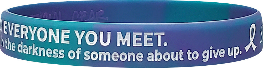Be Kind to Everyone You Meet Silicone Wristband - Teal/Purple Swirl
