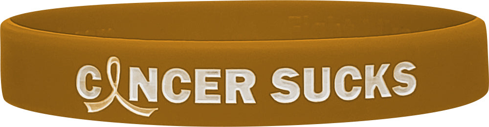 "Cancer Sucks" Ink-Filled Silicone Wristband - Amber