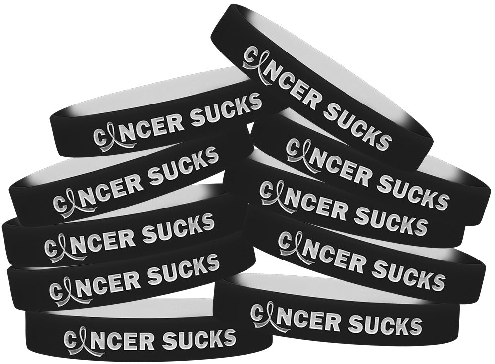 Cancer Sucks Silicone Wristband - Black/White