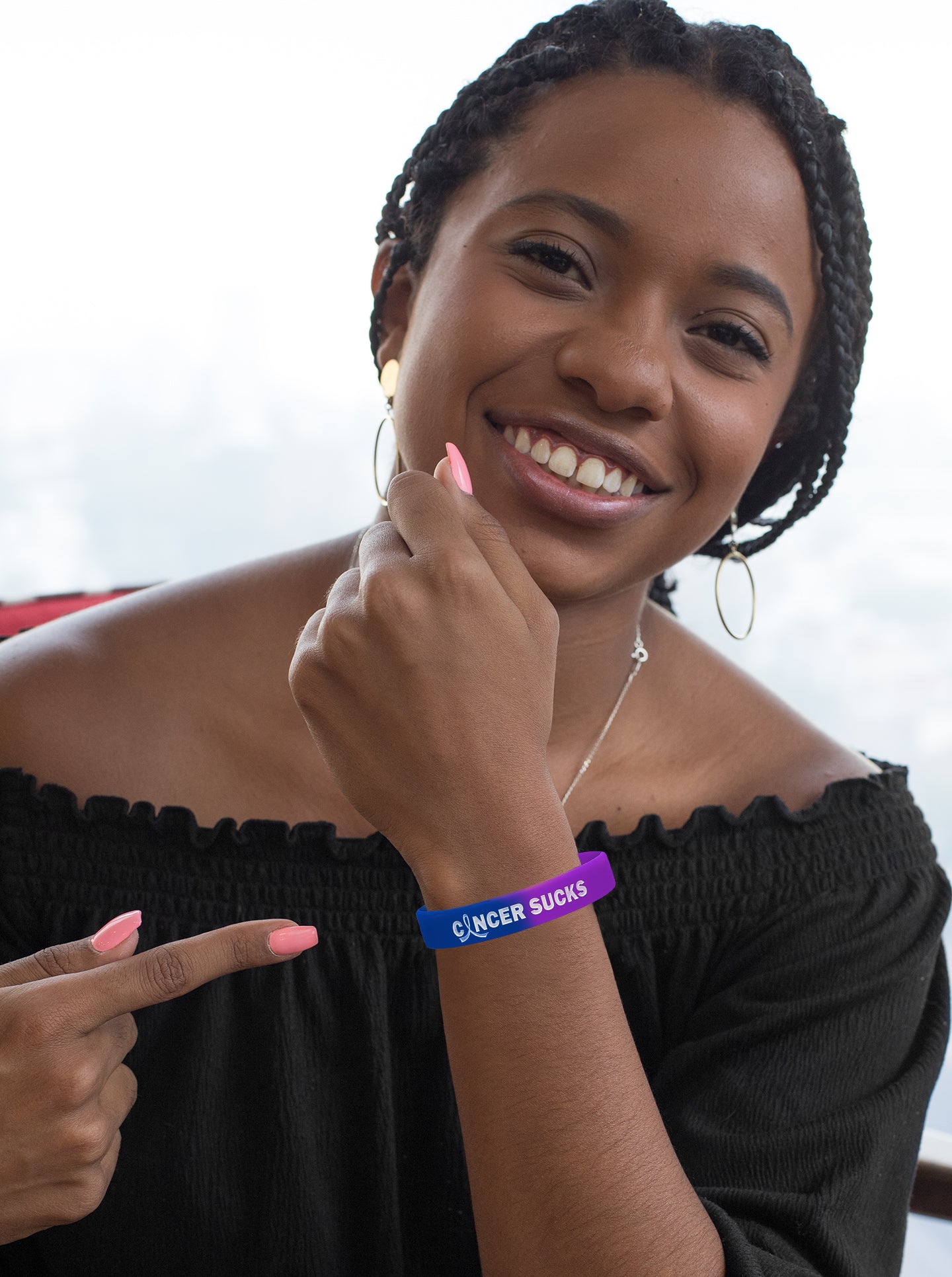 Cancer Sucks Silicone Wristband - Blue/Purple/Yellow