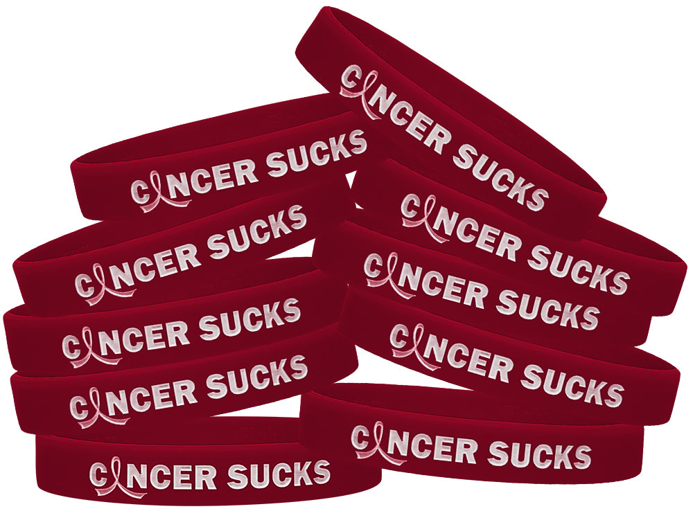 Cancer Sucks Silicone Wristband - Burgundy