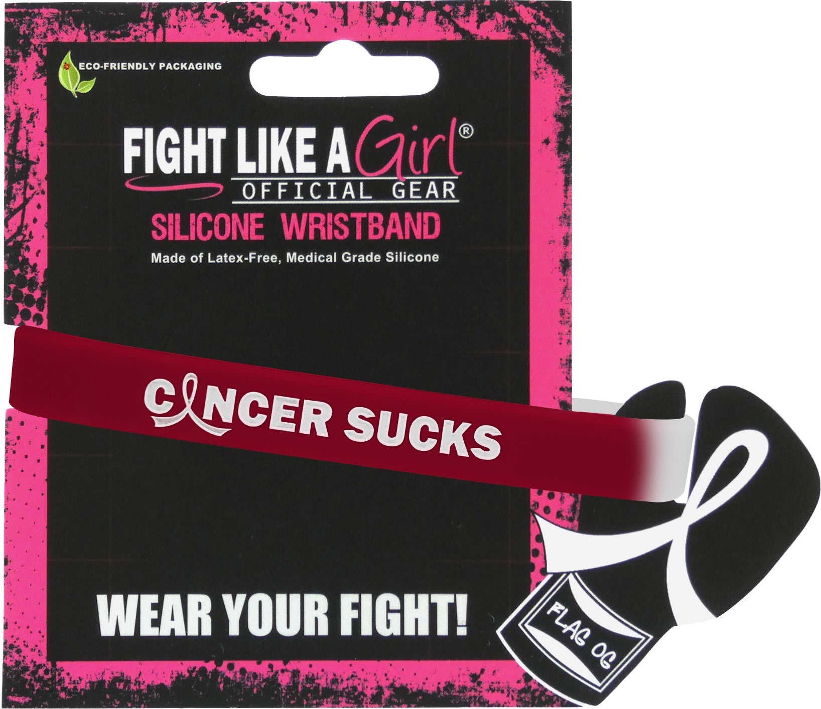 Cancer Sucks Silicone Wristband - Burgundy/White
