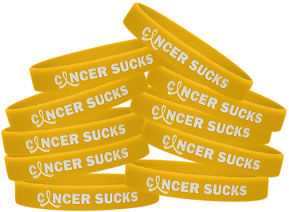 Cancer Sucks Silicone Wristband - Gold