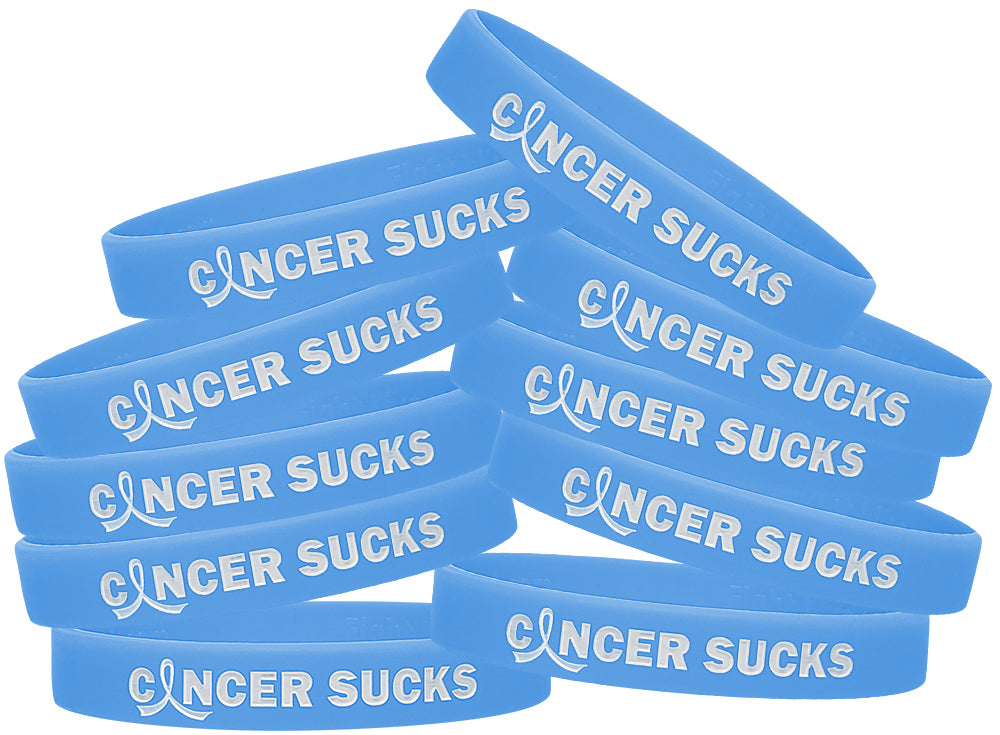 Cancer Sucks Silicone Wristband - Light Blue